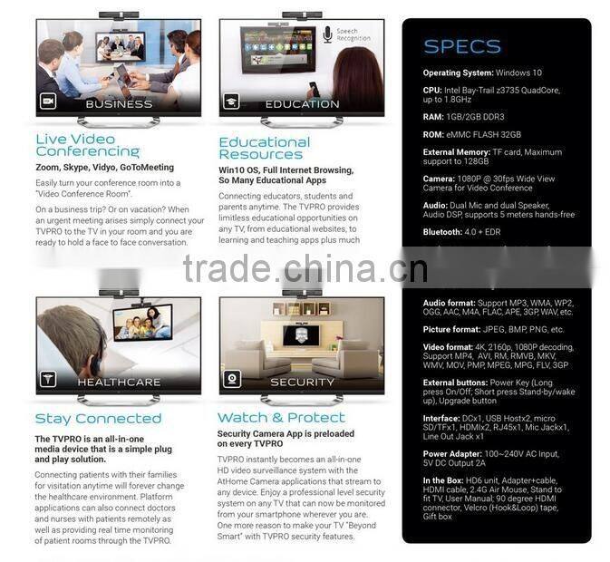 Newest Window10/Andorid TV Box HD6 5MP 1080P Video Conference 2.4G Wifi BT4.0 Built-in HD AF Camera&Dual HD Output HD6I TV BOX