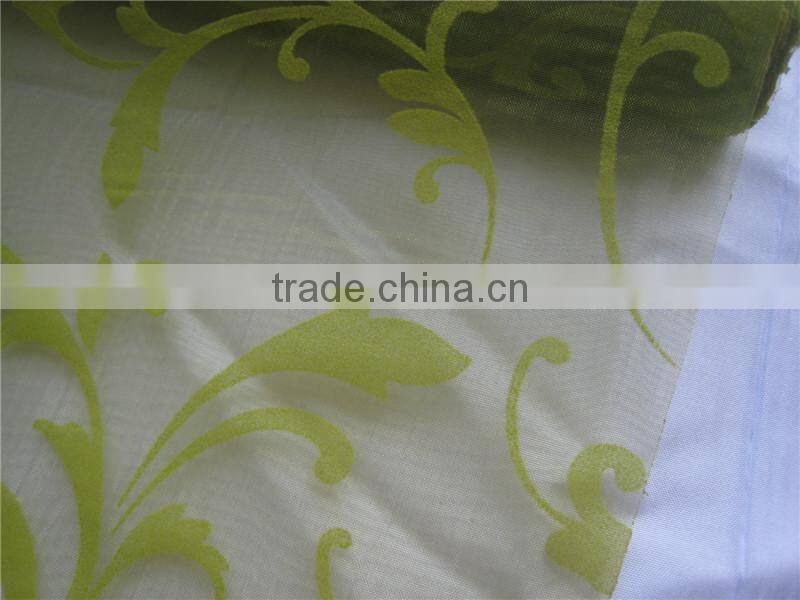 Spring Leaves Flocking Organza Fabric Roll