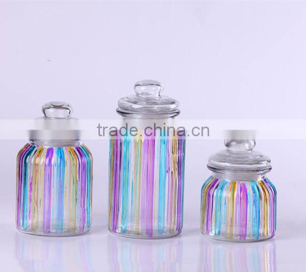 4pcs round glass jar with handdrawing