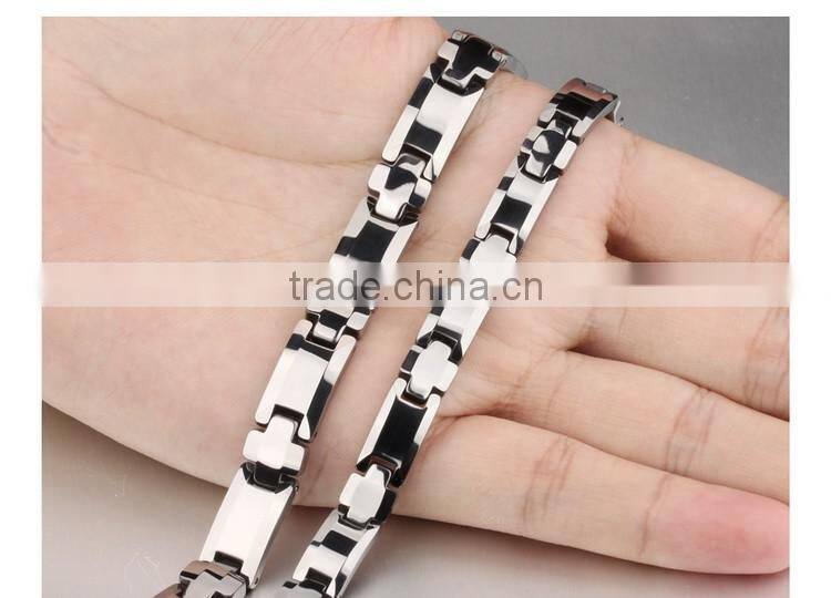 8.66" Men's Tungsten Steel Bio Health Care Magnetic Therapy Link Bracelet