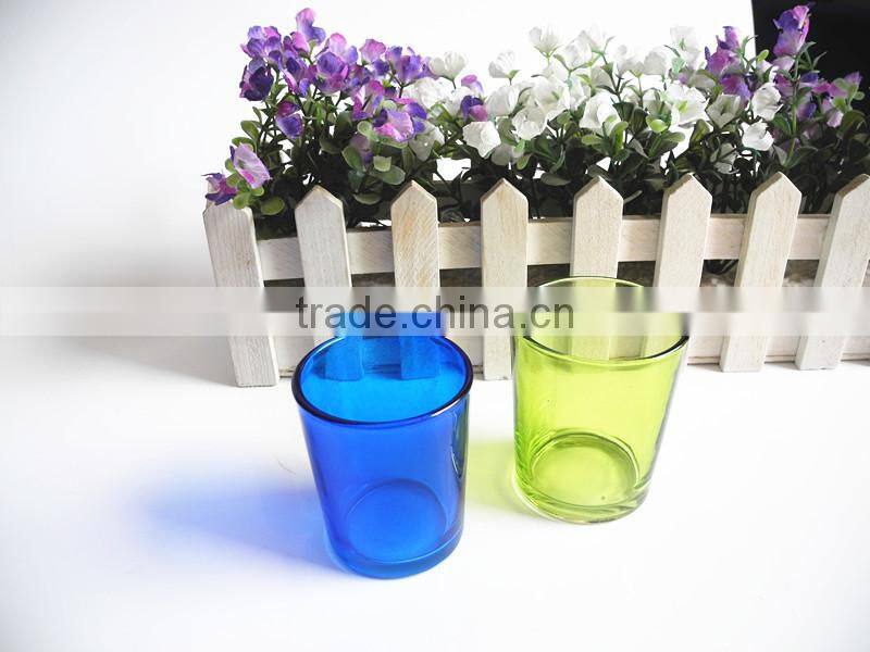 small colorful pillar craft glass tealight candle holder