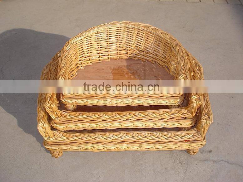 oval Willow Wicker Dog Bed with Pillow