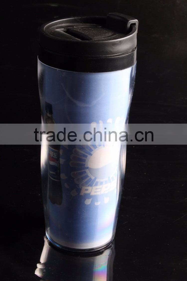 12oz plastic sports travel mug with screwed lid