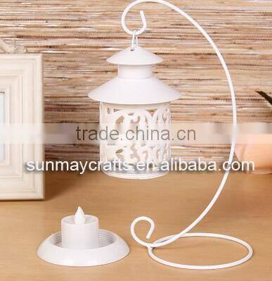 morden outdoor Metal Luminous Lanterns in whitecolor Candle Holder