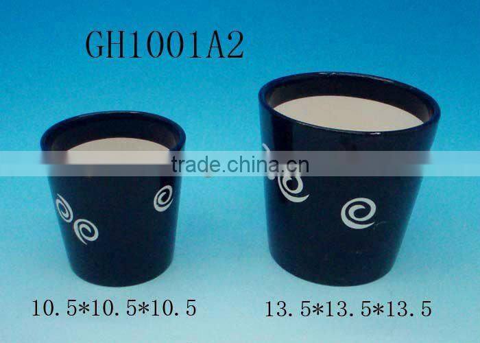 6.5" Green Ceramic flower pot