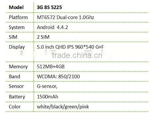 8S mobile 3G 8S5225 5.0" super slim android phone