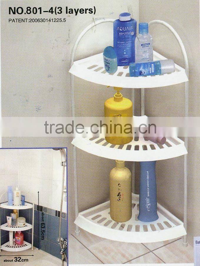4 tier telescopic stainless steel adhesive bathroom pole shelf