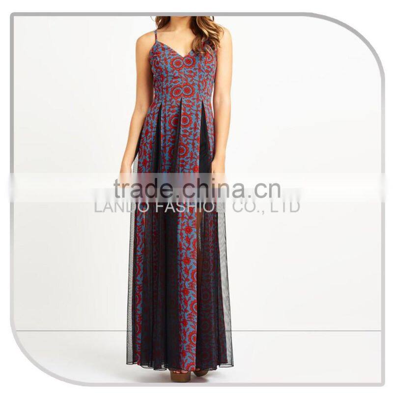 Pakistani lawn pleated flower print maxi chiffon dress for women 2016