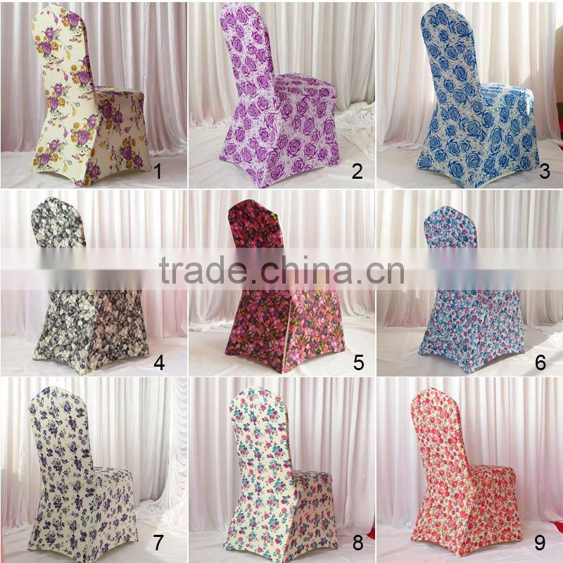 280GSM New Design Print Spandex Thicken Lycra Stretch Universal Heavy Scuba Chair Cover For Wedding Party Decoration