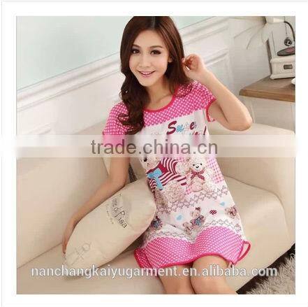 Wholesale high quality women cartoon printed nightgown