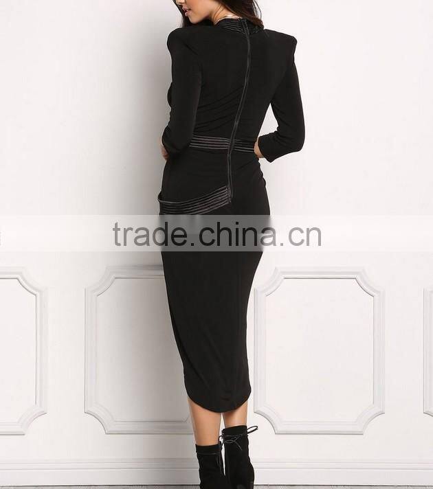 Sexy Black Structured Embossed V Plunge Dress American Girls Without Dresses Photos Names Of Ladies Western Designs HSD5473