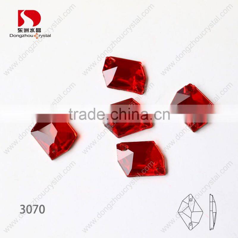 Sew on square k5 crystal stones,red color crystals for festive