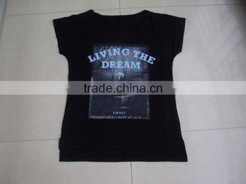 100% cotton printed short sleeve ladies t-shirts