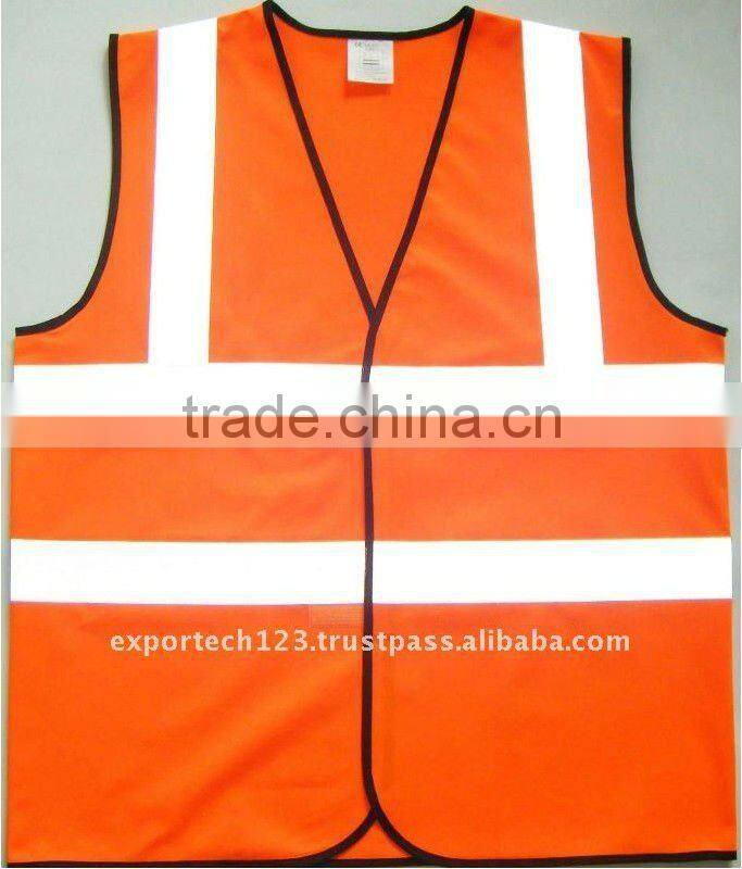 Hi Viz Quality 100% Polyester Reflective Fluorescent Orange Safety Vest