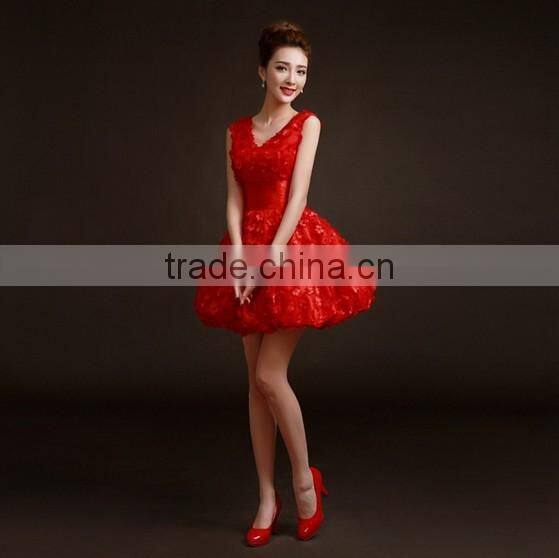 sexy short flower lace red fashion women dress