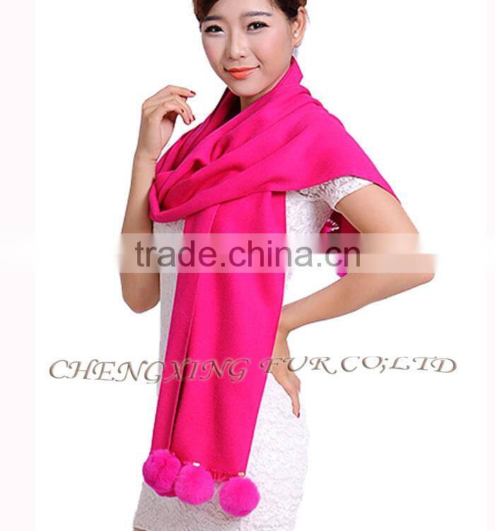 CX-B-P-42A Fur Decora Fashion Women Shawl Pashmina Scarves