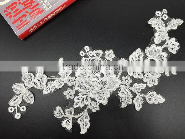 Wholesale exquisite bridal lace applique Embroidery Lace White Applique