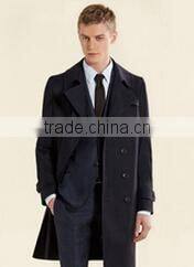 2014 Single-Breasted High Fashion Classical Design Black Lapel Slim Fit Mens Cashmere Men Coat