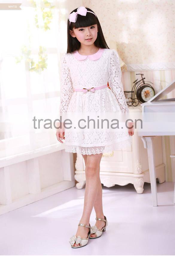 2014 New Arrival Baby Kids Children's Girls Long Sleeve Lace Princess Dress With Belt SV012213 #