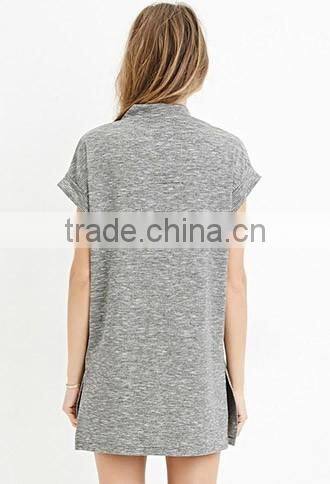 2017 Cheapsale Custom Ladies Solid Side Open Short Sleeve Casual Dress OEM Service