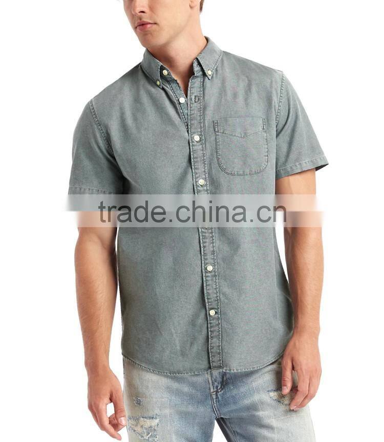 High quality wholesale casual short sleeve chambray mens dri fit shirts
