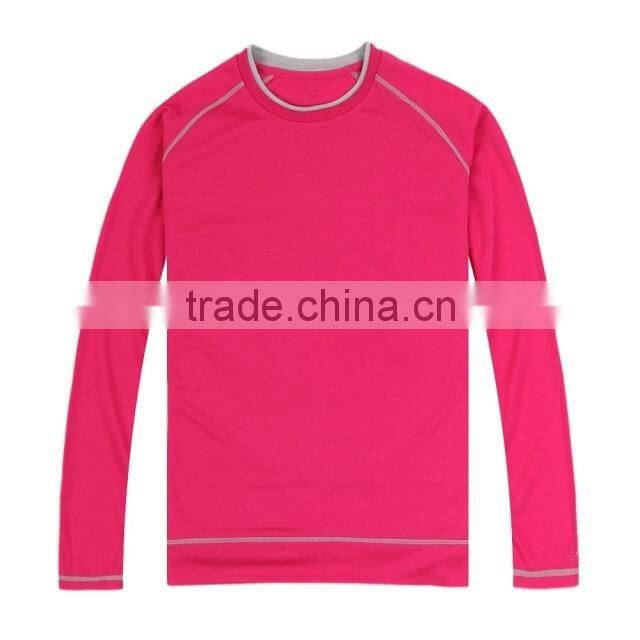 OEM Custom Ladies Sports Elastic Long Sleeve T Shirt 2016