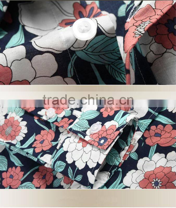 100%Cotton 2014 latest mens casual dress (Floral Fabric)