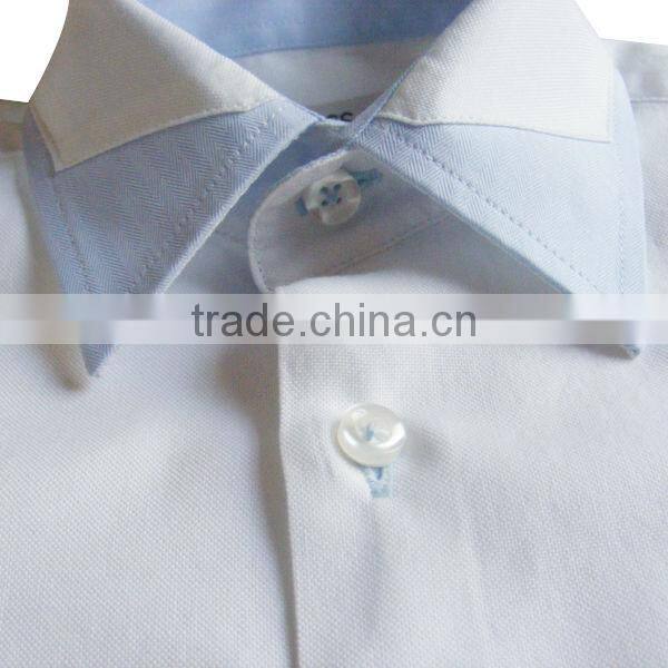 Custom White oxford 80s 2 ply shirt fused collar dress shirt boys shirts