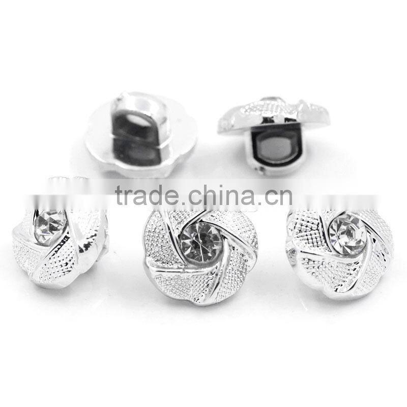 Wholesale With Rhinestone 11mm Flower Single Hole Acrylic Rhinestone Button