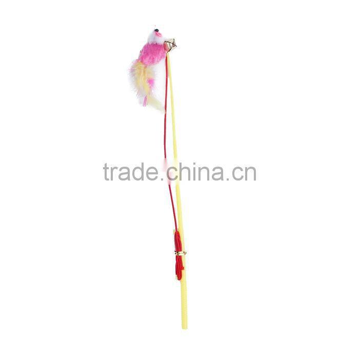 Plastic Wand Pet Teaser Mouse Animal Yellow Bell