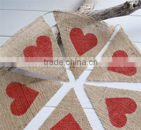Hessian Bunting Banner Heart Rustic Wedding Baby Shower Party Red Valentine Love