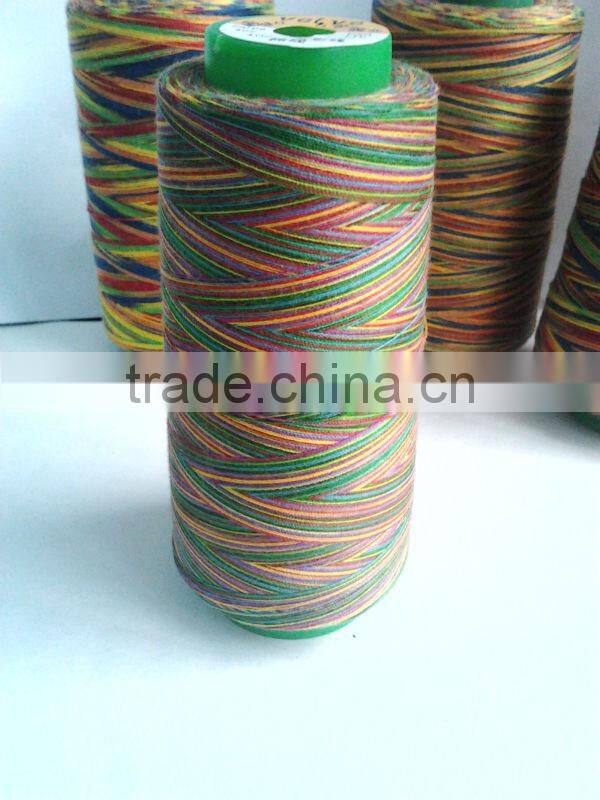 Multiple-color cotton sewing thread
