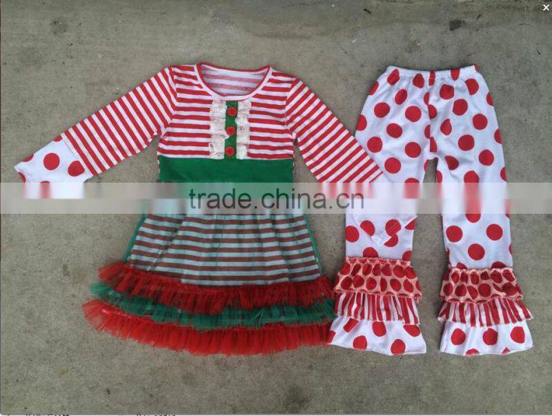 Children clothing 2016 winter pajamas kids t-shirt suit kids clothes girls dress cotton outfits baby boutique wholesale
