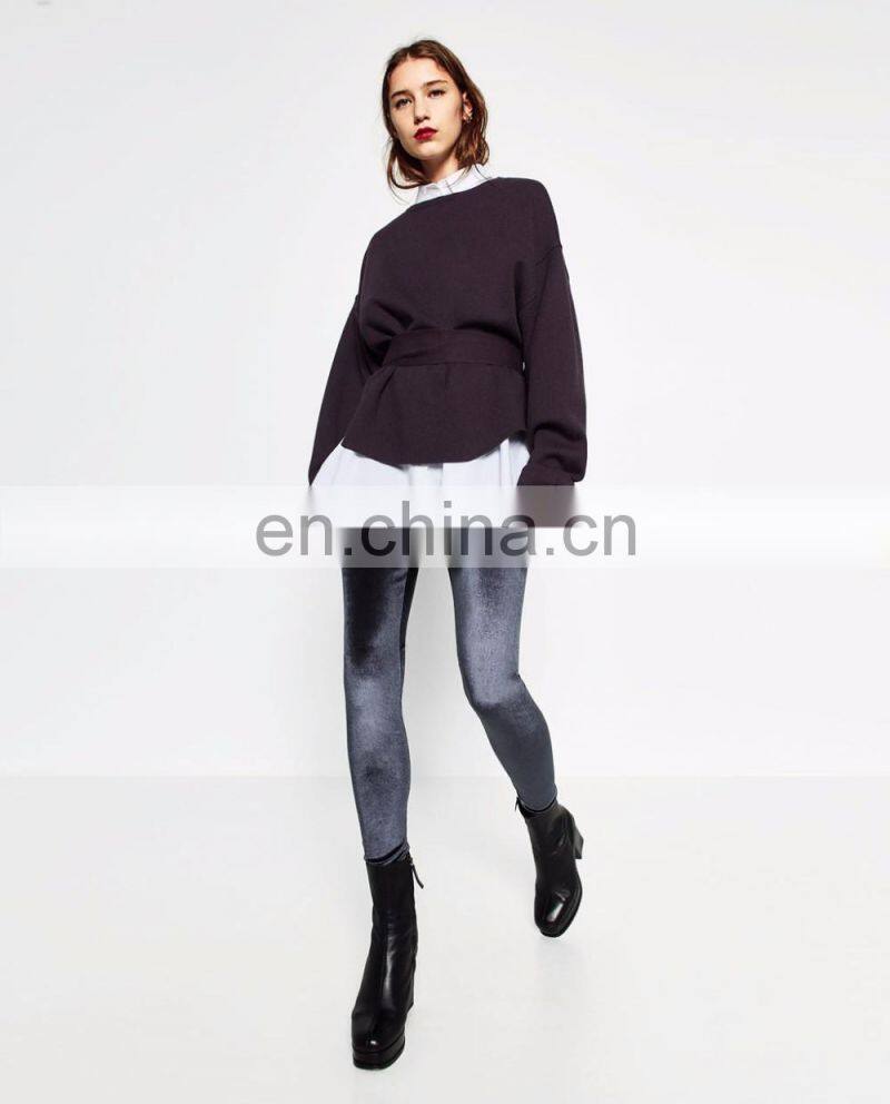 Women winter warm high waist plus velvet thick slim stretch thick trouser