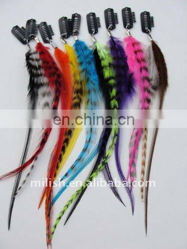 grizzly rooster feathers hair extensions FHE-0310