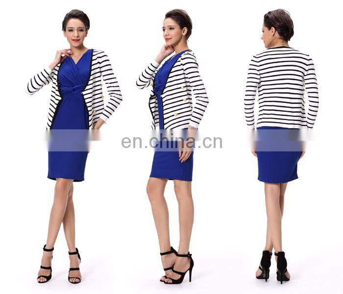 Striped sweater office cardigan long cardigan 2015 women Striped sweater