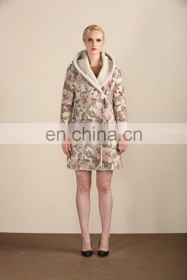 Floral Prints Fur Overcoat High Standard Sheep Fur And Skin Garment Women' s Winter Double Face Fur Coat