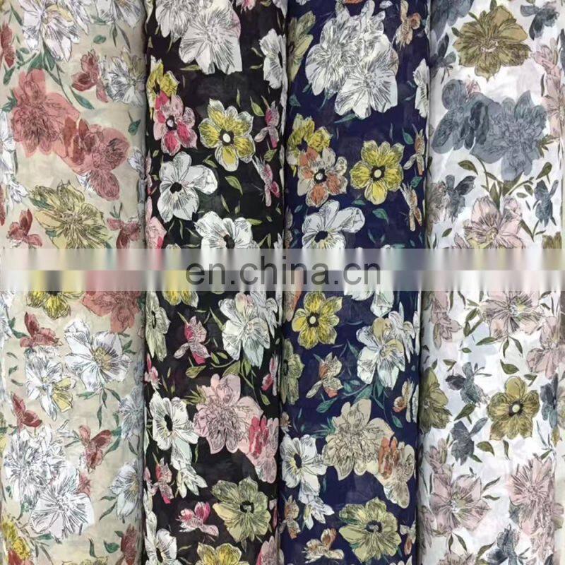 2017 summer new arrival digital printed chiffon fabric polyester stretchfabric