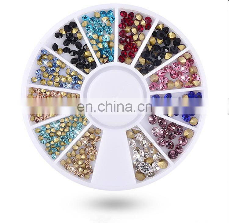 12Colors Point Back Crystal Colorful Nail Rhinestones Decoration