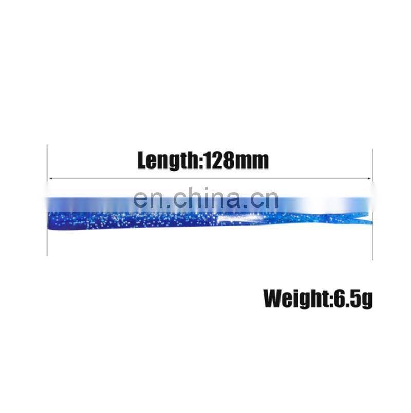 Amazon High Quality 128mm 6.5g 4pcs/bag 14 Colors Simulation Soft Bass Fishing Lure Fork Tail Soft Bait