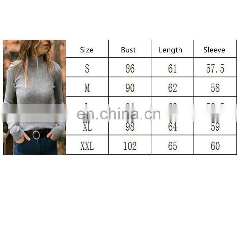Wholesale Custom Autumn And Winter New Sweater Knit Ladies High Collar Long-Sleeved Slim Casual Women Solid Pullover Sweater