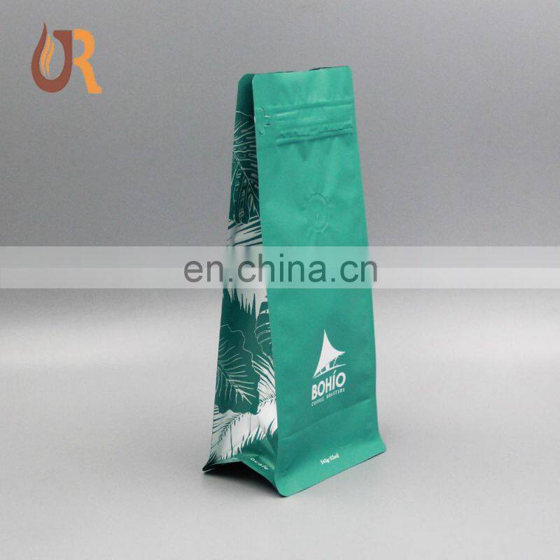 Laminated aluminum foil zip lock bag stand up pouch /matt white foil pouch /zip lock coffee bag with degassing valve