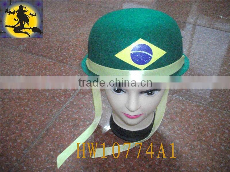 Green Felt Brazil Top Hat with Yellow Ribbon