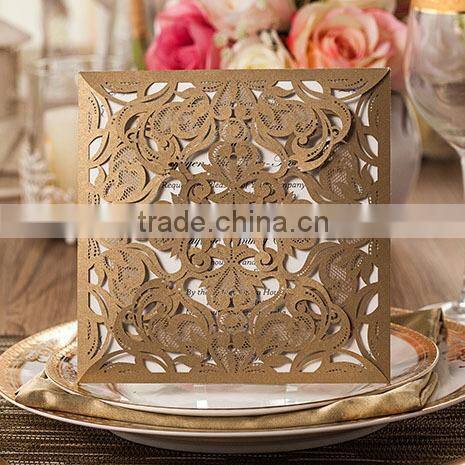 Guangzhou Factory Blank Wholesale Royal Blue Laser Cut Invitation Letter