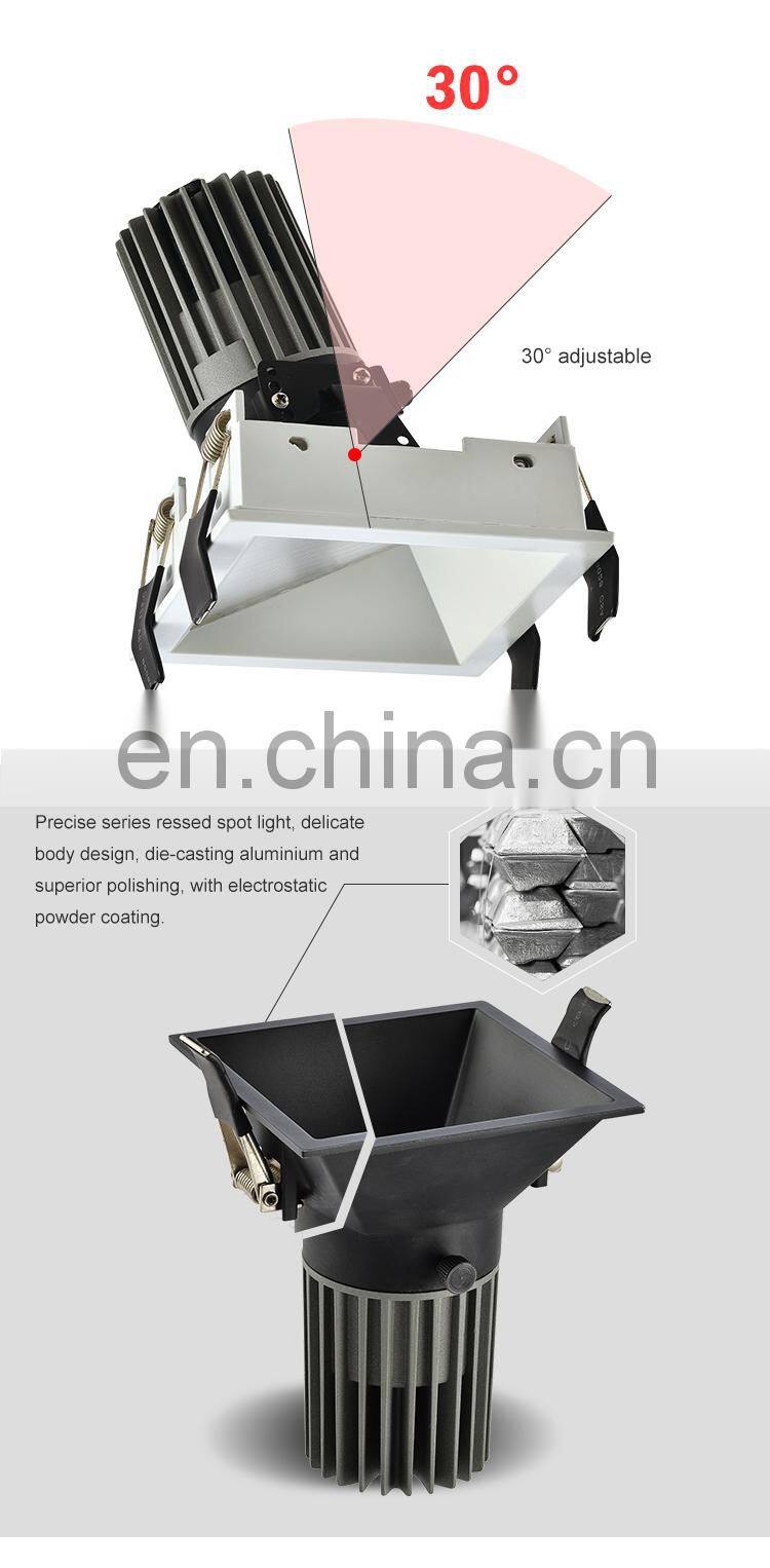 China Manufacturer Aluminum Recessed Mounted Cob 14W 12W Indoor Bedroom Market Led Spotlight