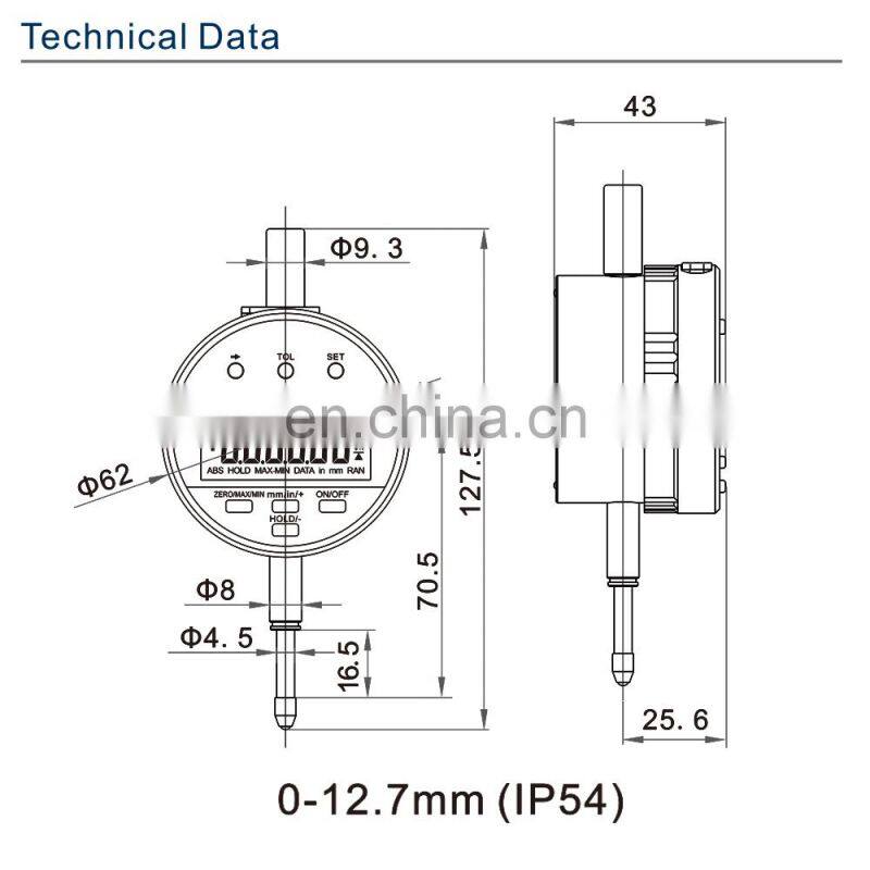 SHAHE NEW Metric/Inch 0-12.7 mm 0.001mm Electronic Indicator with Rechargeable Battery Waterproof Digital Dial Indicator