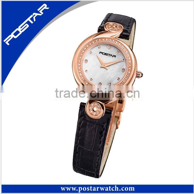 Fashion Pendant Bracelet Diamond Rhinestone Lady Dress Leather Wrist Watch