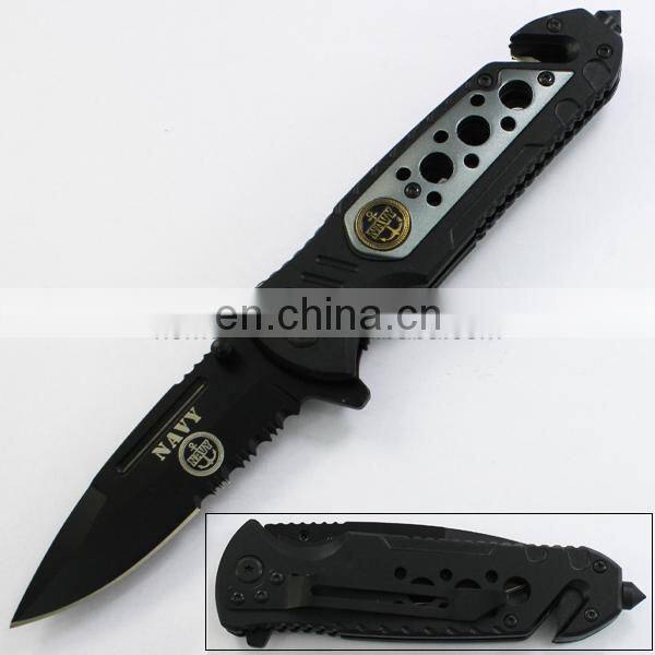 8" Hot Seller Stainless Steel Half Serrated Blade with Aluminum Handle Folding Military Pocket Knife