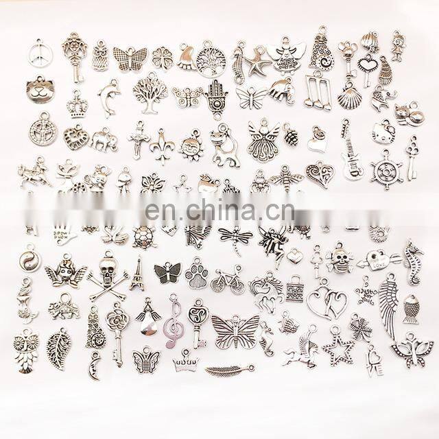 100pcs Mixed Vintage Metal Animal Birds Charms Beads DIY Bracelet Pendant Necklace Accessories For Jewelry Making Findings