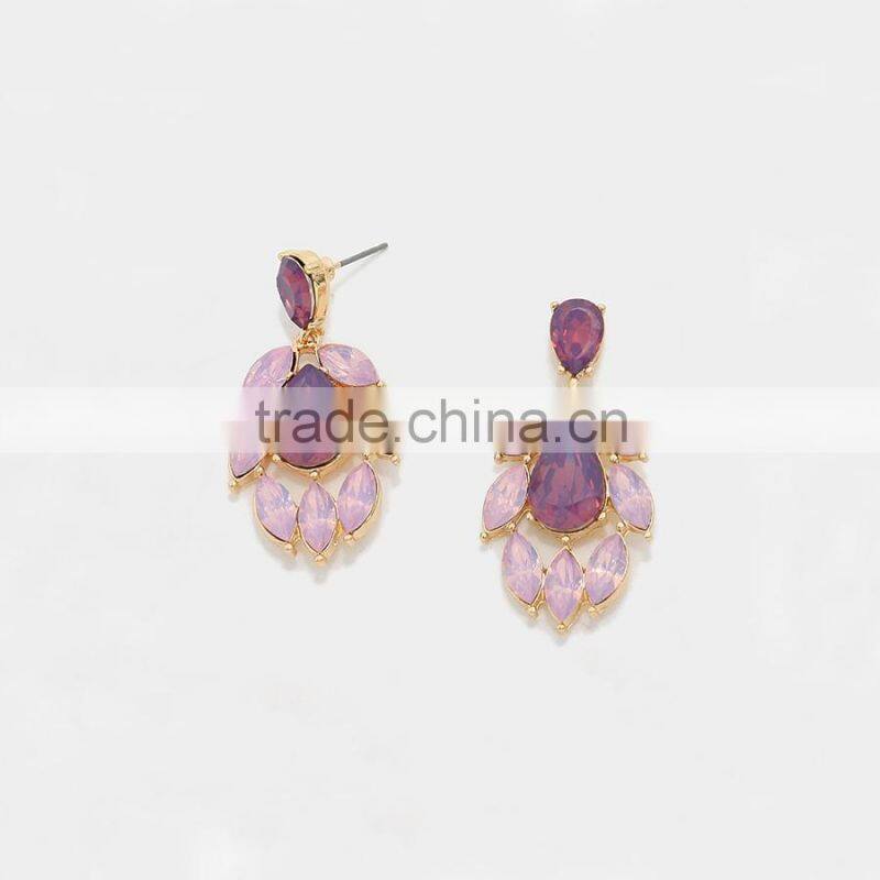 CRYSTAL RHINESTONE PETAL TEARDROP EVENING EARRINGS